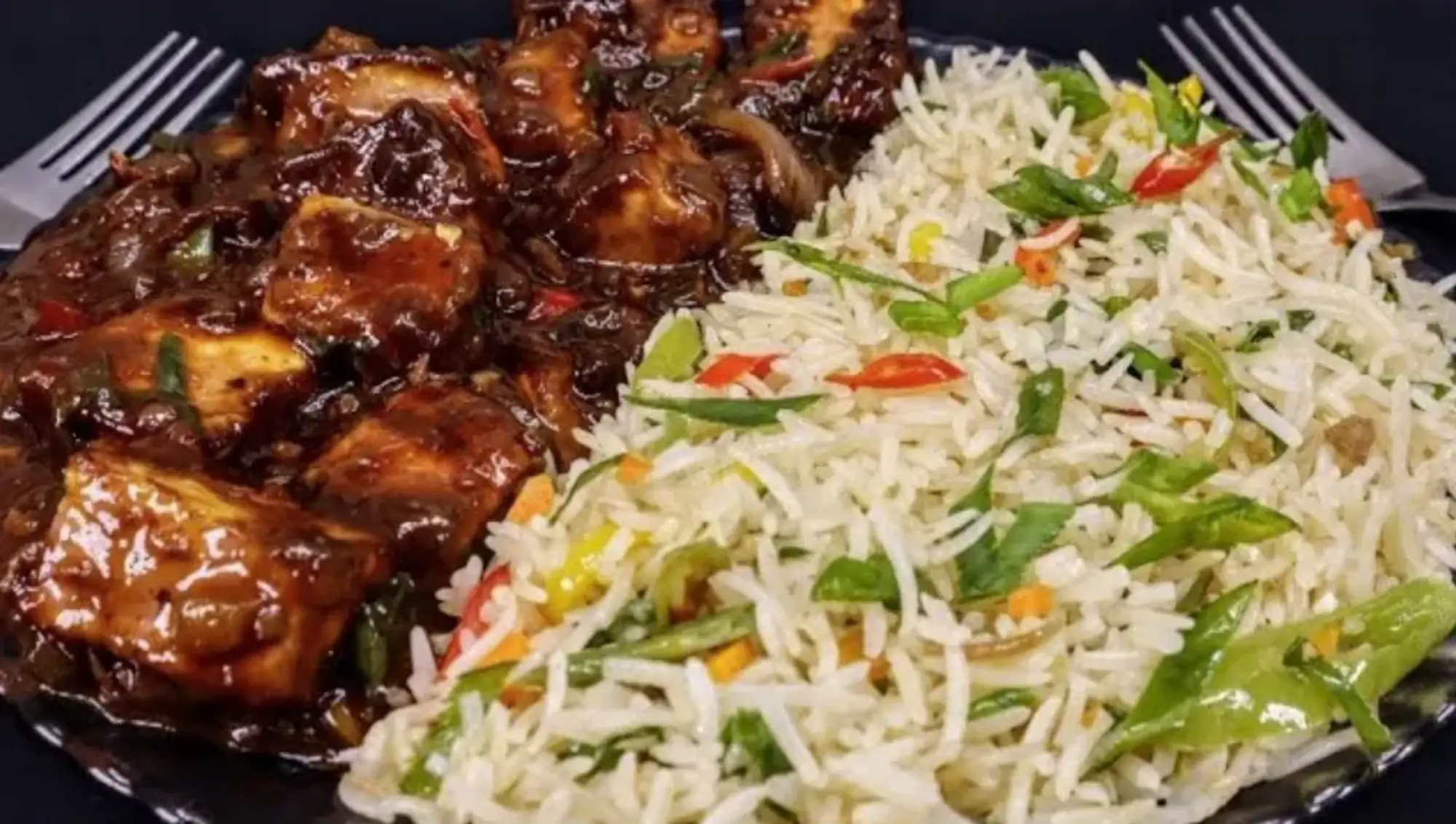 Veg Fried Rice With Panner Manchurian